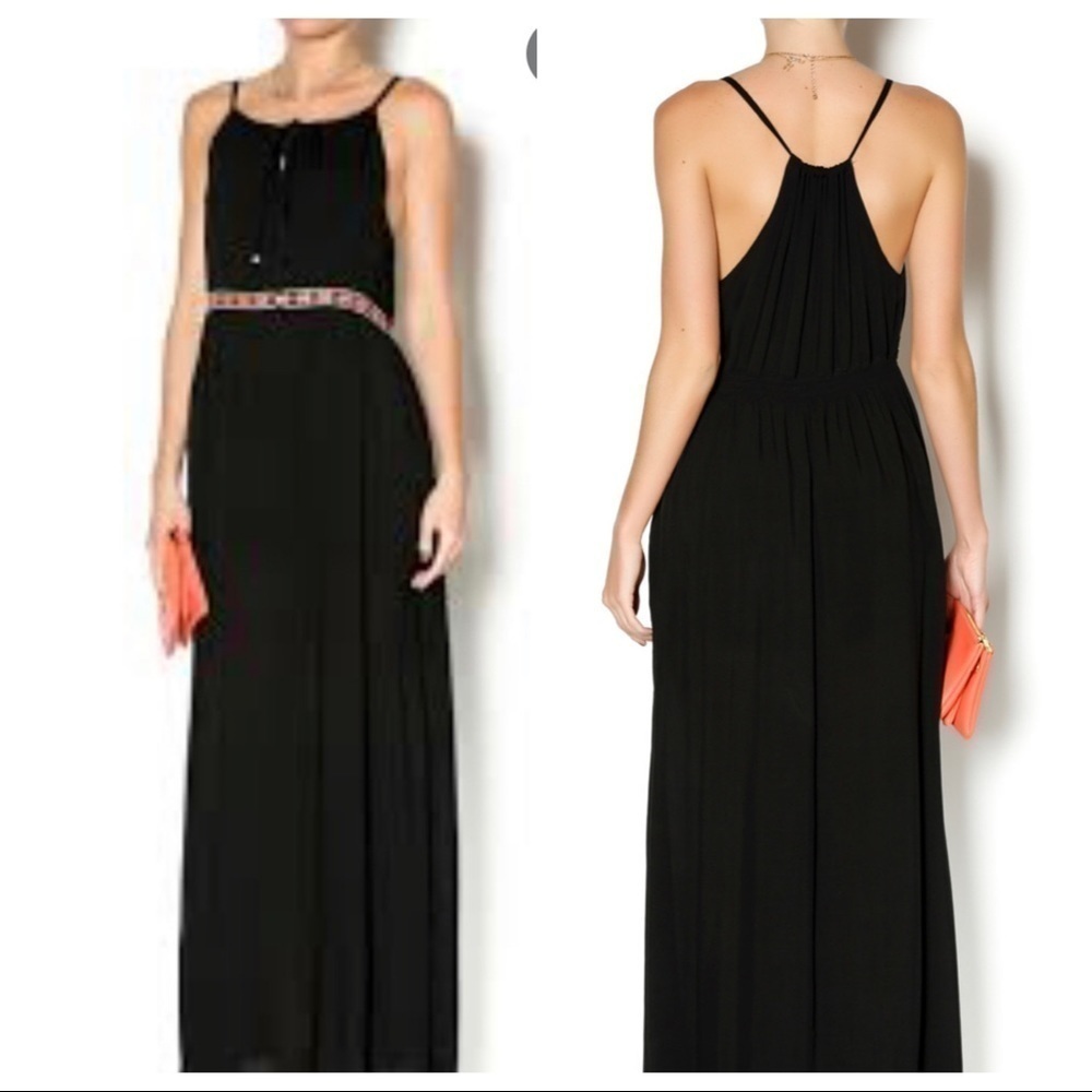 Umgee maxi dress black sleeveless Sun Dress Resort Vacation Split Side S